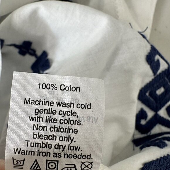 Madewell Tank Top Embroidered Size XS Cream Navy Blue Cotton Boho Aztec - Picture 3 of 9